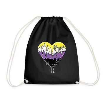 Nonbinary Pride Dropping Heart - Sac de sport léger - noir - Devant
