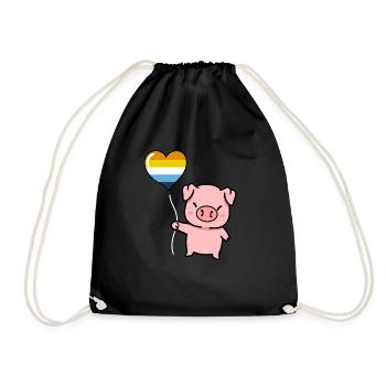 Pig Heart Balloon Aroace Pride - Drawstring Bag - black - Front