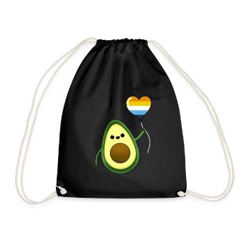 Avocado with Aroace Pride Balloon - Drawstring Bag - black - Front