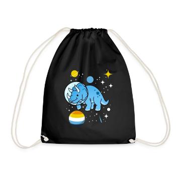 Triceratops Astronaut Aroace Pride - Drawstring Bag - black - Front