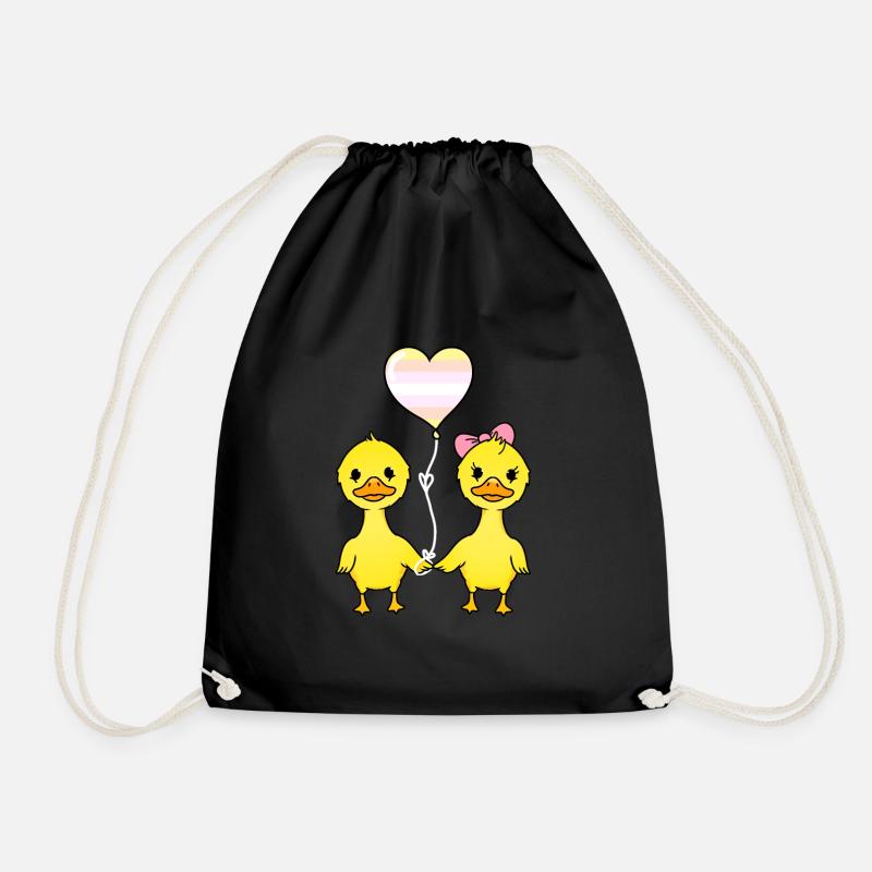 Duck Couple Pangender Pride - Drawstring Bag - black
