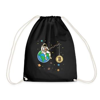Un astronaute pêche Bitcoin Moon Crypto-monnaie - Sac de sport léger - noir - Devant