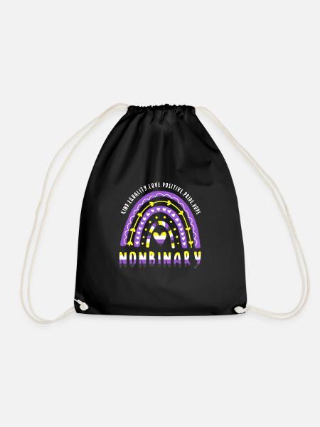 Nonbinary Pride Nonbinary Rainbow - Drawstring Bag - black