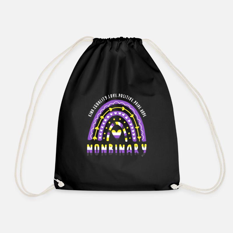 Nonbinary Pride Nonbinary Regenbogen - Turnbeutel - Schwarz