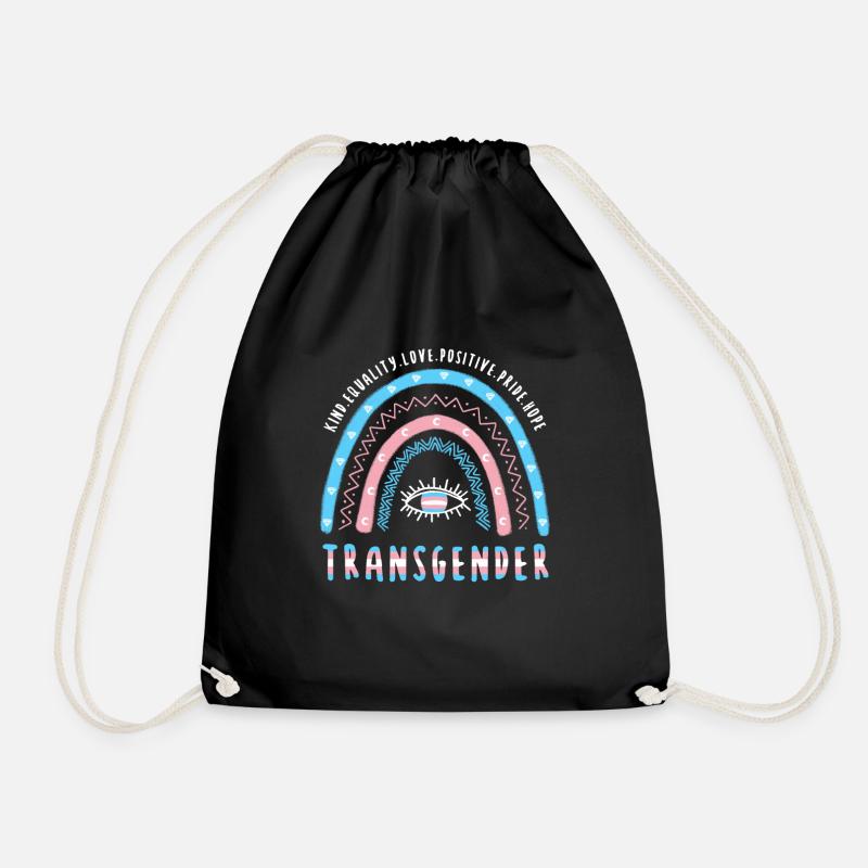 Boho Rainbow Transgender - Drawstring Bag - black