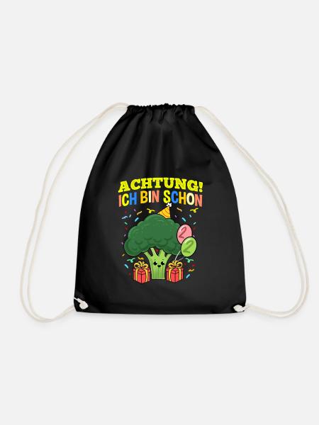 Achtung Ich Bin Schon 2 Geburtstag Brocolli - Turnbeutel - Schwarz