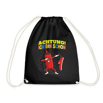 Achtung Ich Bin Schon 1 Geburtstag Ketchup - Turnbeutel - Schwarz - Vorne