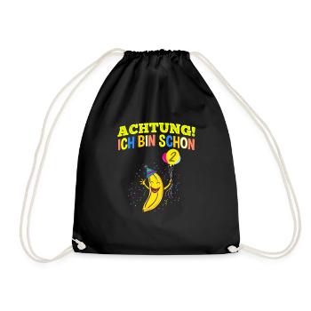 Achtung Ich Bin Schon 2 Geburtstag Banane - Turnbeutel - Schwarz - Vorne