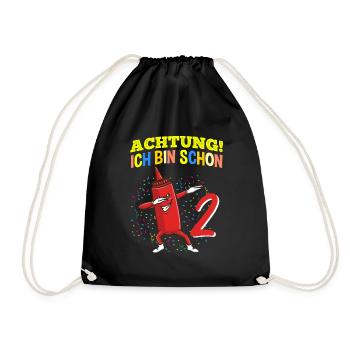 Achtung Ich Bin Schon 2 Geburtstag Ketchup - Turnbeutel - Schwarz - Vorne