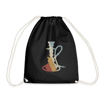 Wasserpfeife Retro Style Vintage - Turnbeutel - Schwarz - Vorne