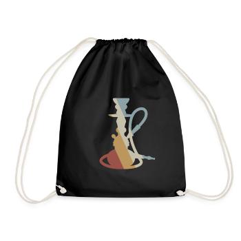 Wasserpfeife Retro Style Vintage - Turnbeutel - Schwarz - Vorne