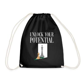 Unlock Your Potential für einen Schachspieler - Turnbeutel - Schwarz - Vorne