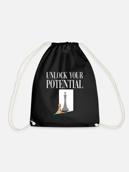 Unlock Your Potential für einen Schachspieler - Turnbeutel - Schwarz