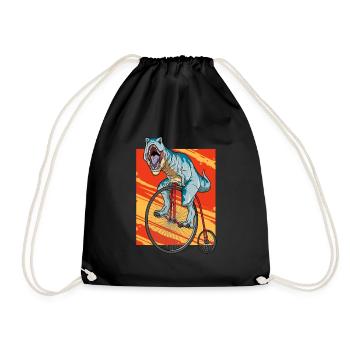 T-Rex Fahrrad Dinosaurier Hochrad Tyrannosaurus - Turnbeutel - Schwarz - Vorne