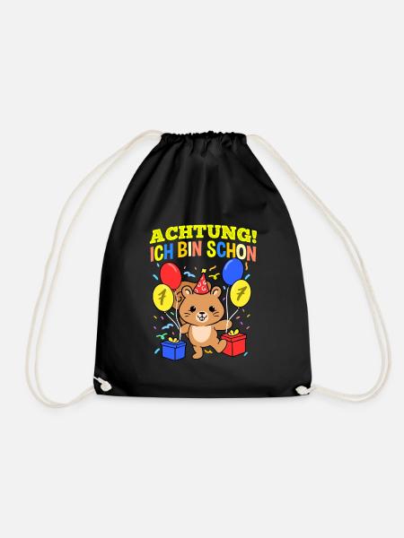 Achtung Ich Bin Schon 7 Geburtstag Eichhörnchen - Turnbeutel - Schwarz