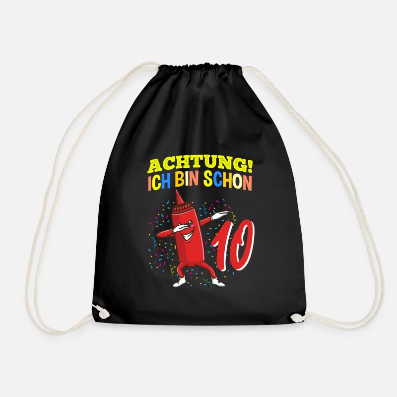 Achtung Ich Bin Schon 10 Geburtstag Ketchup - Turnbeutel - Schwarz