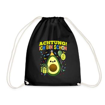 Achtung Ich Bin Schon 2 Geburtstag Avocado - Turnbeutel - Schwarz - Vorne