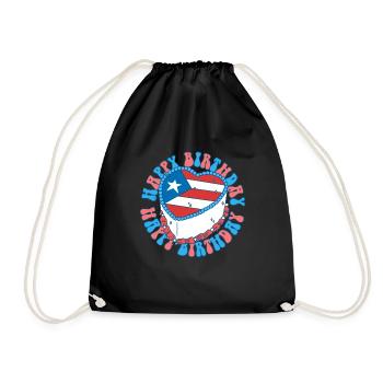 Happy Birthday Cake Puerto Rico Birthday - Drawstring Bag - black - Front