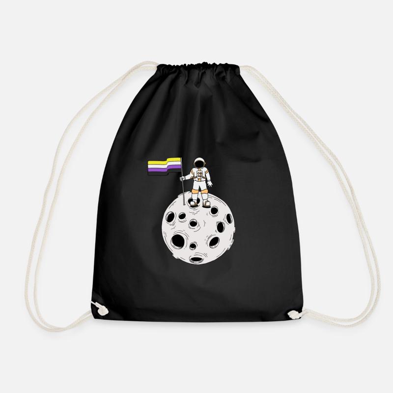 Astronaute non binaire sur la lune Drapeau non binaire - Sac de sport léger - noir