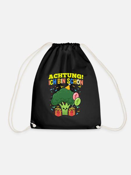 Achtung Ich Bin Schon 1 Geburtstag Brocolli - Turnbeutel - Schwarz