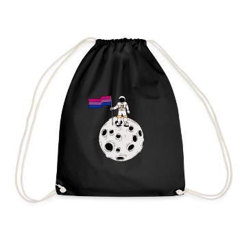 Bisexual astronaut on the moon Bi Pride flag - Drawstring Bag - black - Front
