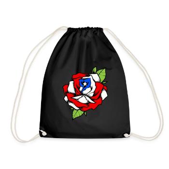 Porto Rico Fleur Rose Drapeau Portoricain - Sac de sport léger - noir - Devant
