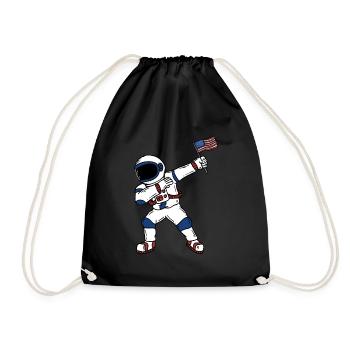 Dabbing American Astronaut July 4 - Drawstring Bag - black - Front