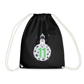 11th Birthday Space Birthday Party - Drawstring Bag - black - Front