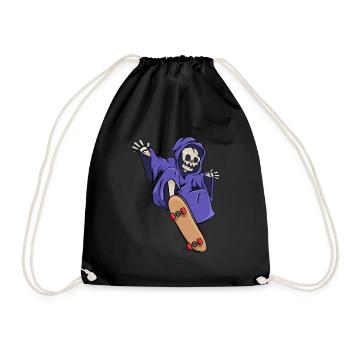 Skeleton rides skateboard skater Halloween - Sac de sport léger - noir - Devant