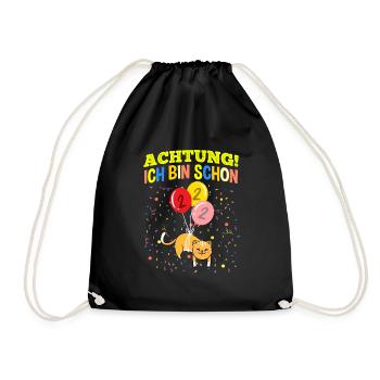 Achtung Ich Bin Schon 2 Geburtstag Katze - Turnbeutel - Schwarz - Vorne