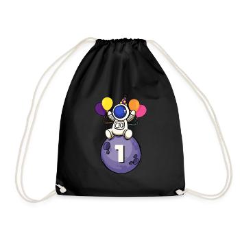 1 Jahre alt Weltraum Geburtstag 1. Geburtstag - Turnbeutel - Schwarz - Vorne