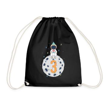3rd Birthday Space Birthday Party - Drawstring Bag - black - Front