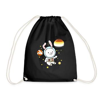 Hase im Weltraum Gay Bear Pride - Turnbeutel - Schwarz - Vorne