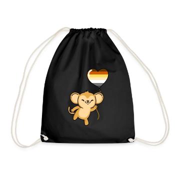 Affe Herzballon Gay Bear - Turnbeutel - Schwarz - Vorne