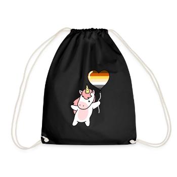 Einhorn Herzballon Gay Bear - Turnbeutel - Schwarz - Vorne