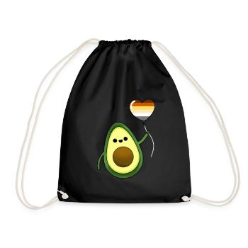 Avocado mit Gay Bear Pride Luftballon - Turnbeutel - Schwarz - Vorne