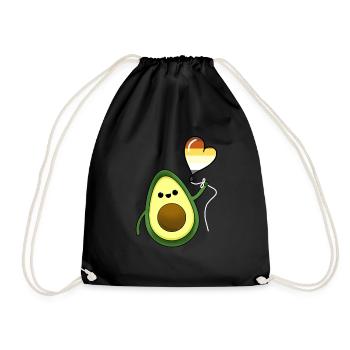 Avocado Heart Balloon Gay Bear Pride - Drawstring Bag - black - Front