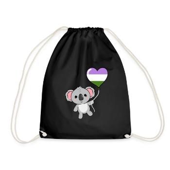 Koala Heart Balloon Genderqueer Pride - Drawstring Bag - black - Front