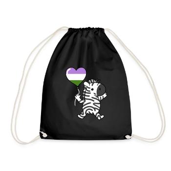 Zebra Herzballon Genderqueer Pride - Turnbeutel - Schwarz - Vorne