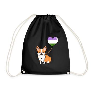 Corgi avec ballon Genderqueer - Sac de sport léger - noir - Devant