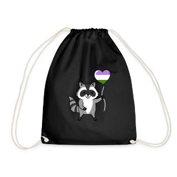Raccoon Heart Balloon Genderqueer Pride - Drawstring Bag - black - Front