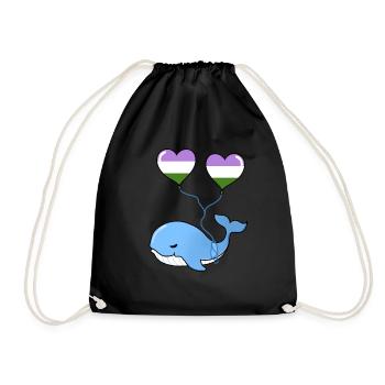 Ballon Whale Heart Genderqueer - Sac de sport léger - noir - Devant