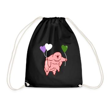 Tardigrade Heart Balloon Genderqueer Pride - Drawstring Bag - black - Front
