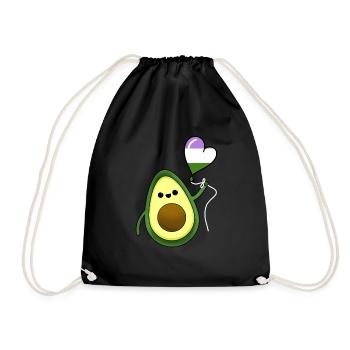 Avocado Herzballon Genderqueer Pride - Turnbeutel - Schwarz - Vorne