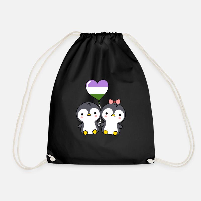 Pinguin-Paar Genderqueer Pride - Turnbeutel - Schwarz