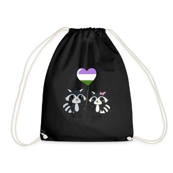 Raccoon pair Genderqueer Pride - Drawstring Bag - black - Front