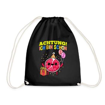 Achtung Ich Bin Schon 2 Geburtstag Granatapfel - Turnbeutel - Schwarz - Vorne