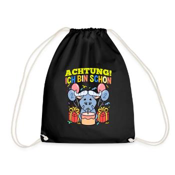 Achtung Ich Bin Schon 2 Geburtstag Gnu - Turnbeutel - Schwarz - Vorne