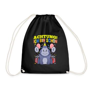 Achtung Ich Bin Schon 1 Tier Geburtstag Gorilla - Turnbeutel - Schwarz - Vorne
