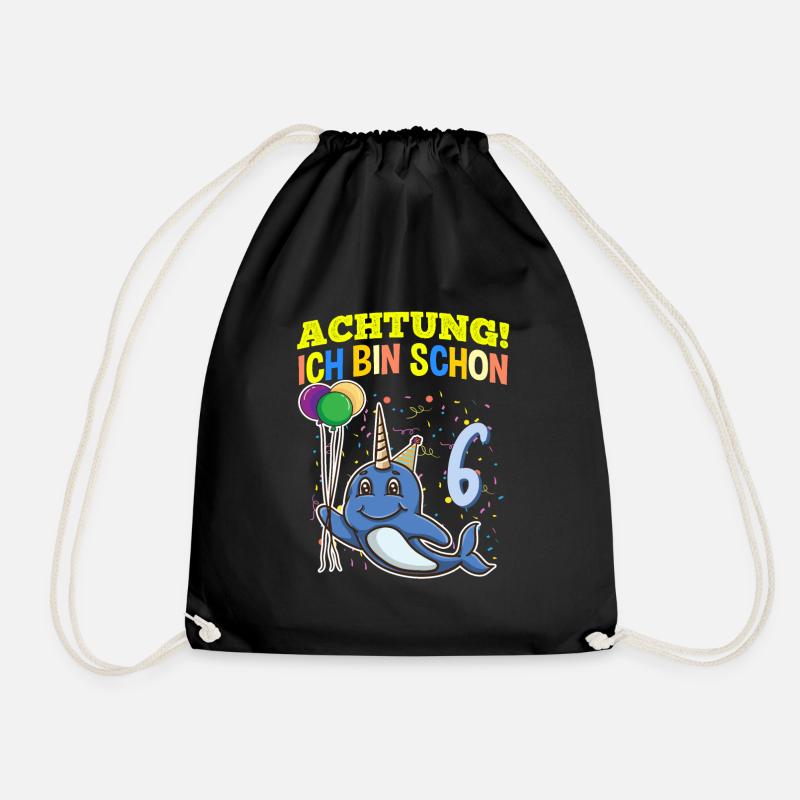 Achtung Ich Bin Schon 6 MeeresGeburtstag Einhorn - Turnbeutel - Schwarz